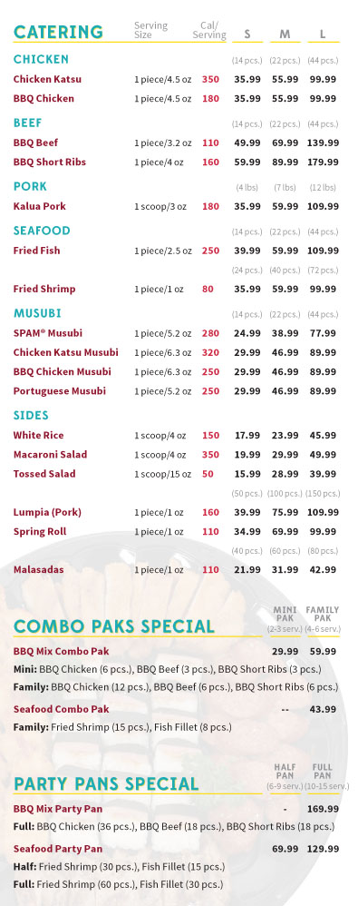 Catering menu 2023